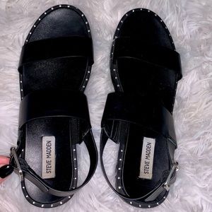 Steve Madden Black Leather Sandals